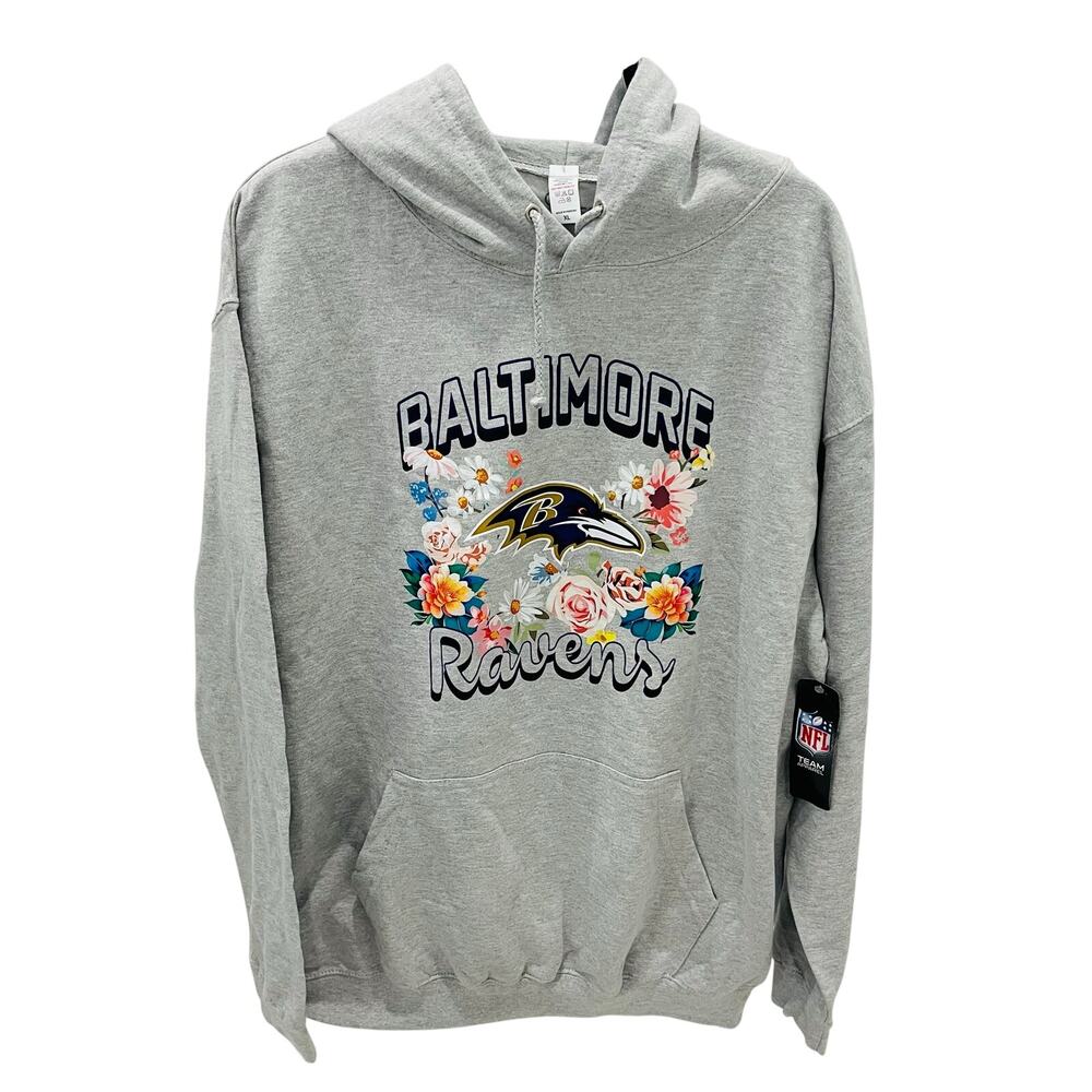 Baltimore Ravens Floral Graphic Pullover Hoodie Sweatshirt Size XL New With Tags